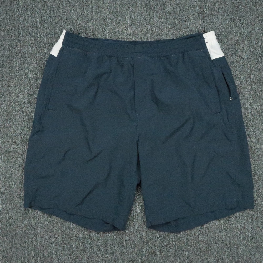 Birddogs Shorts Mens XXL Long Blue White Lined Stretch Zip Pocket Training 2XL
